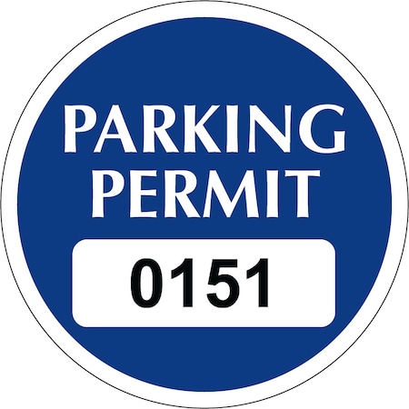 Lustre-Cal Vinyl Permanent Parking Permit Dark Blue 2in x 2in  Circle Serialized 151-200, 50PK 253757PvWh1BdDi0151